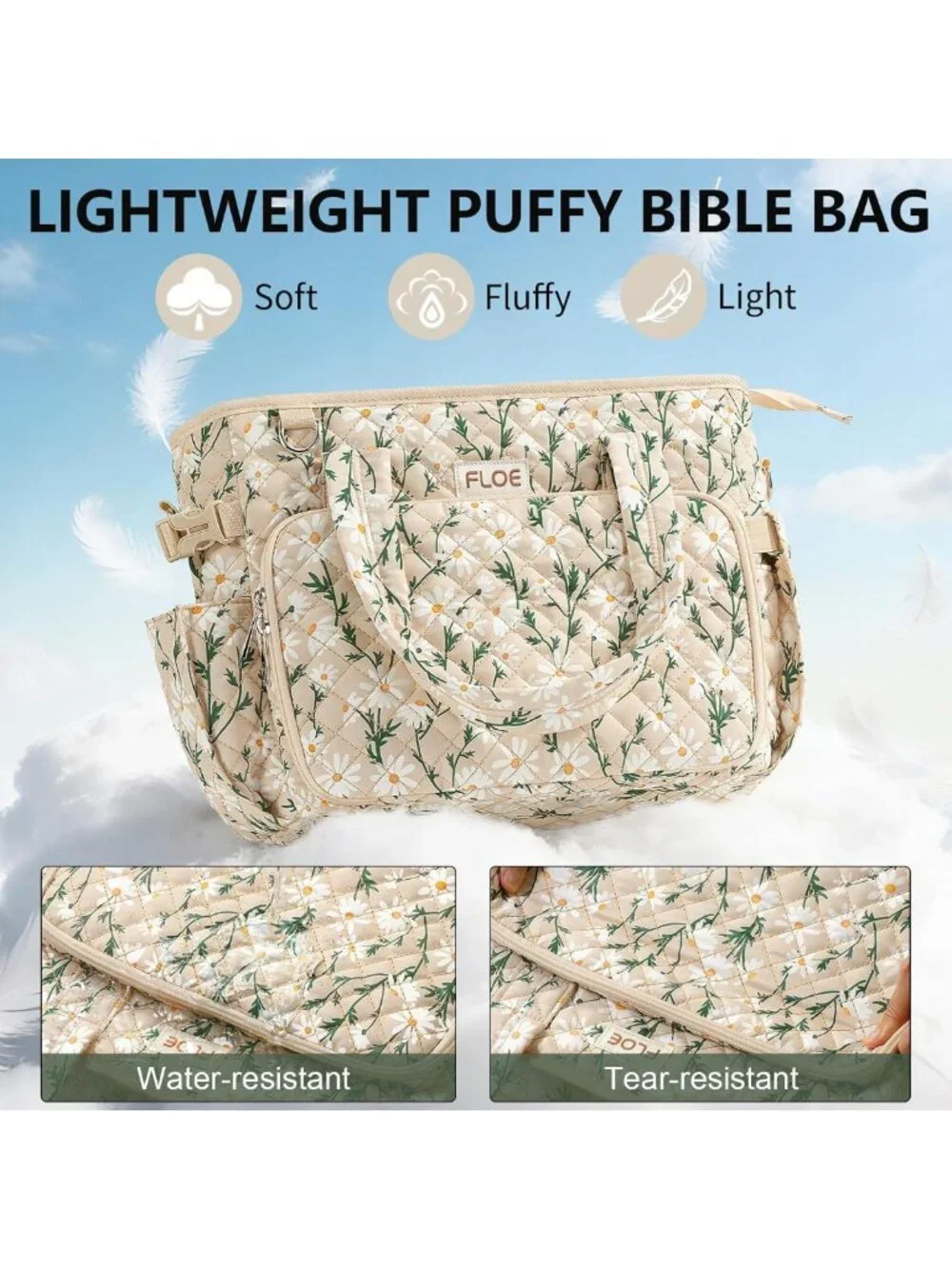 Quilted Large Bible Tote Bag for Women | Stylish Church Cover & Storage Case